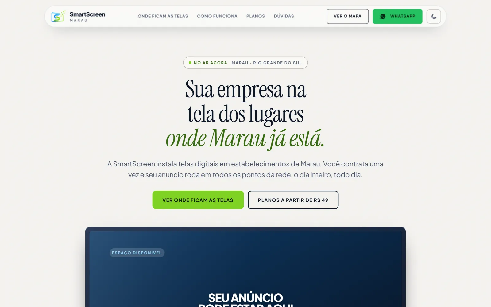 Abertura do site da SmartScreen no tema claro.